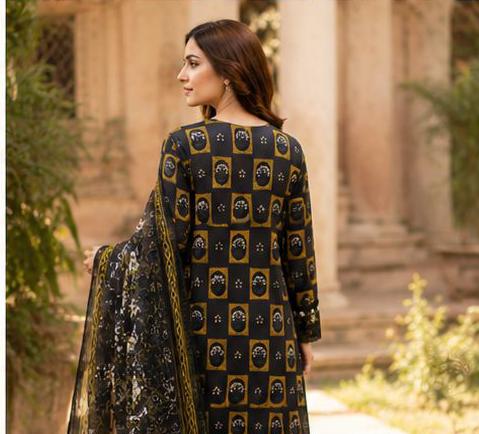 Elegant Airline Frock with Embroidered Neck & Daman