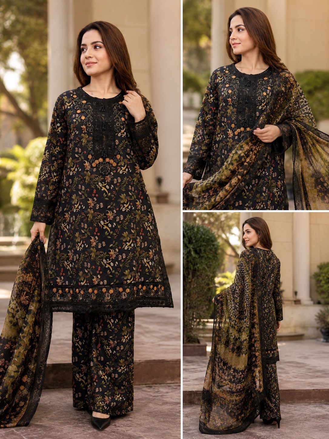 Elegant Airline Frock with Embroidered Neck & Daman