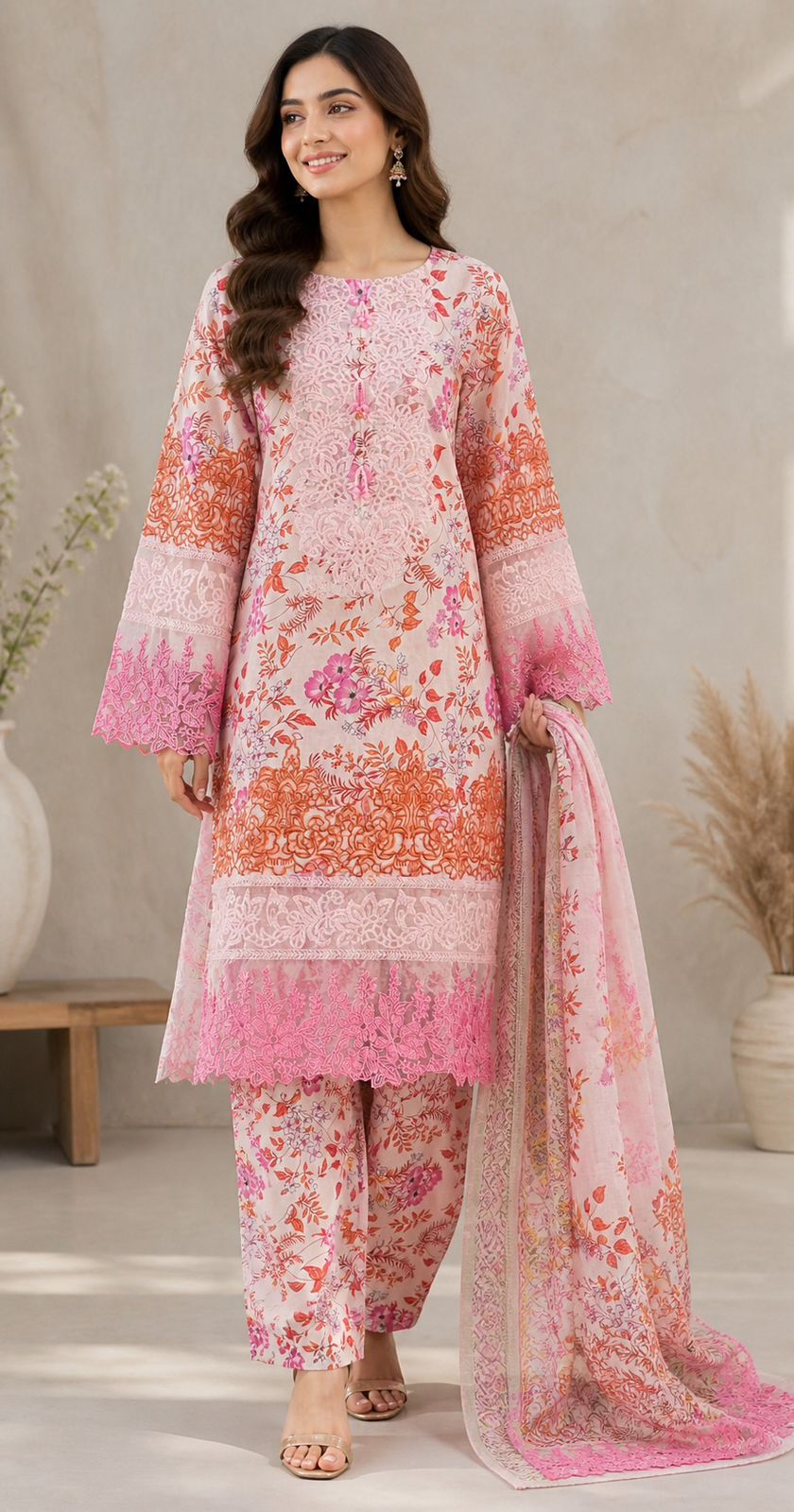 Elegant Tassel Embroidered Cotton Pret