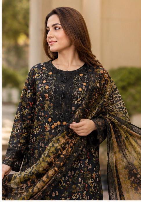 Elegant Airline Frock with Embroidered Neck & Daman